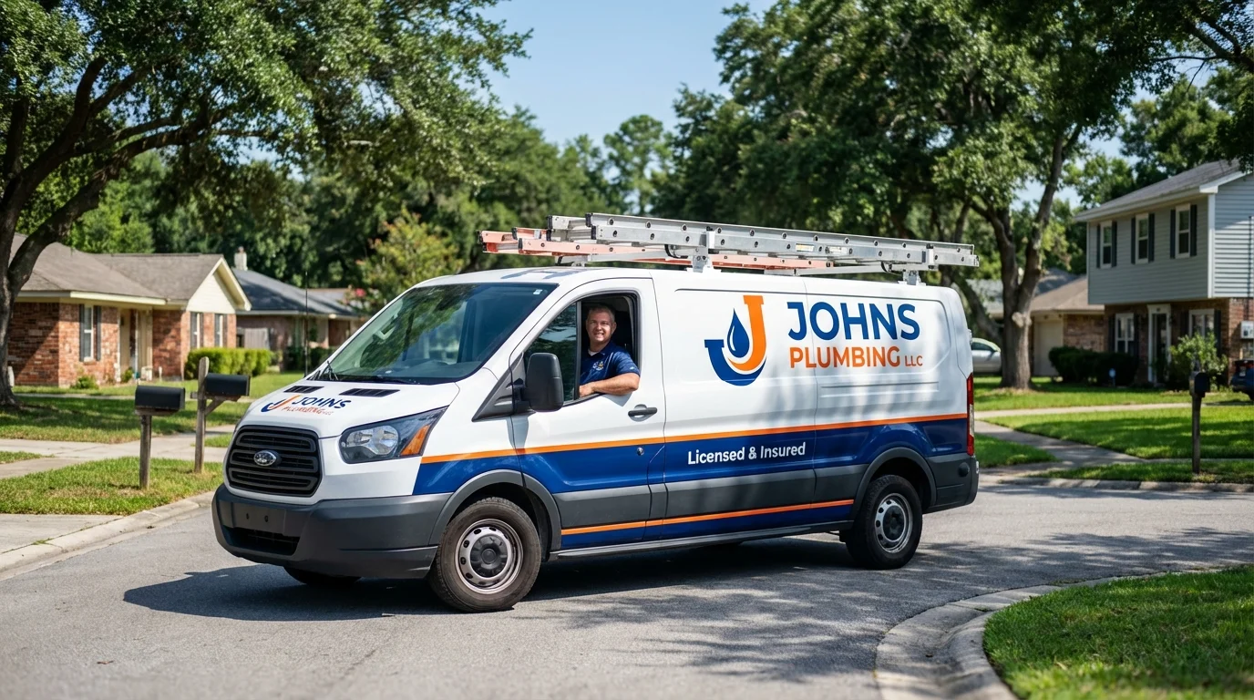 Johns Plumbing LLC service van in Princeville, HI