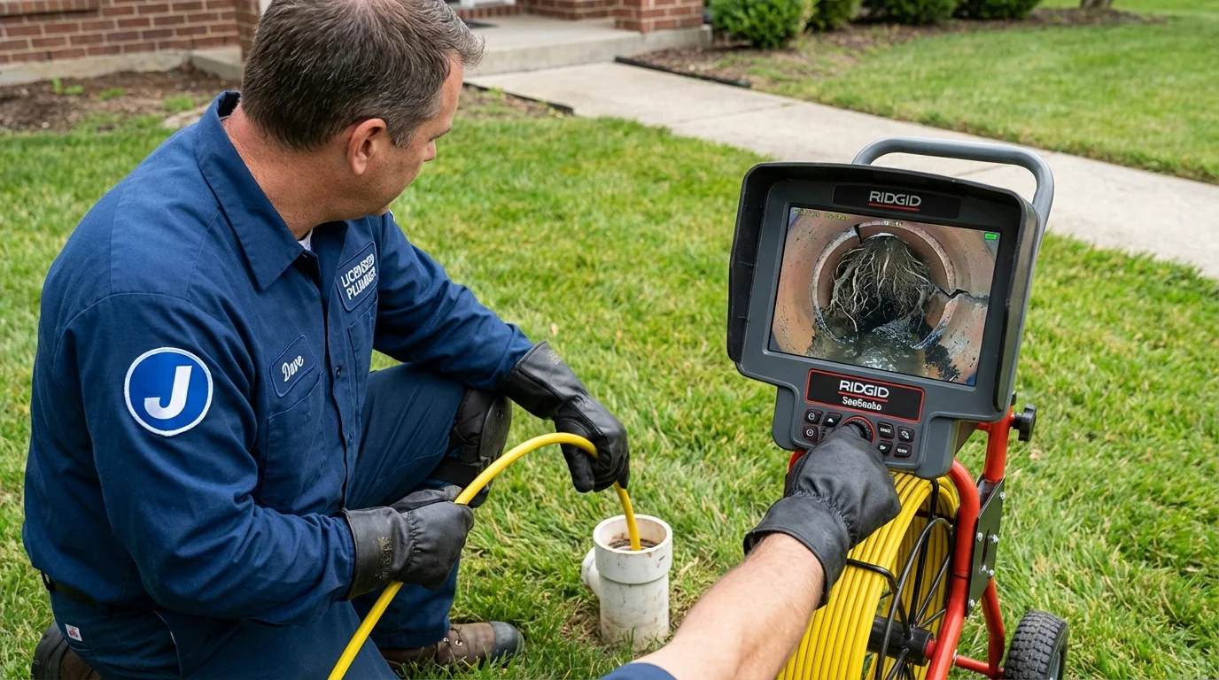 Sewer camera inspection being performed by Johns Plumbing LLC in Princeville