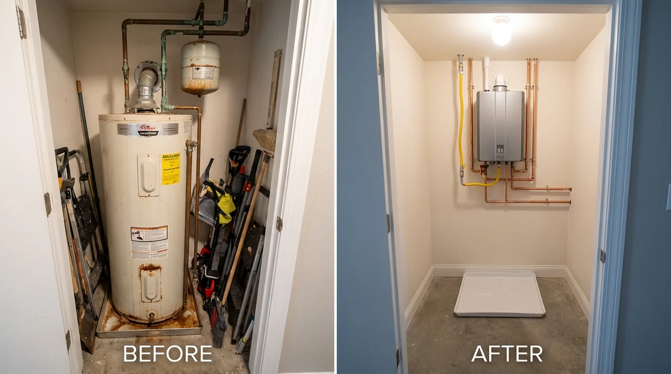 Tank water heater versus wall-mounted tankless unit comparison for Princeville, HI homeowners