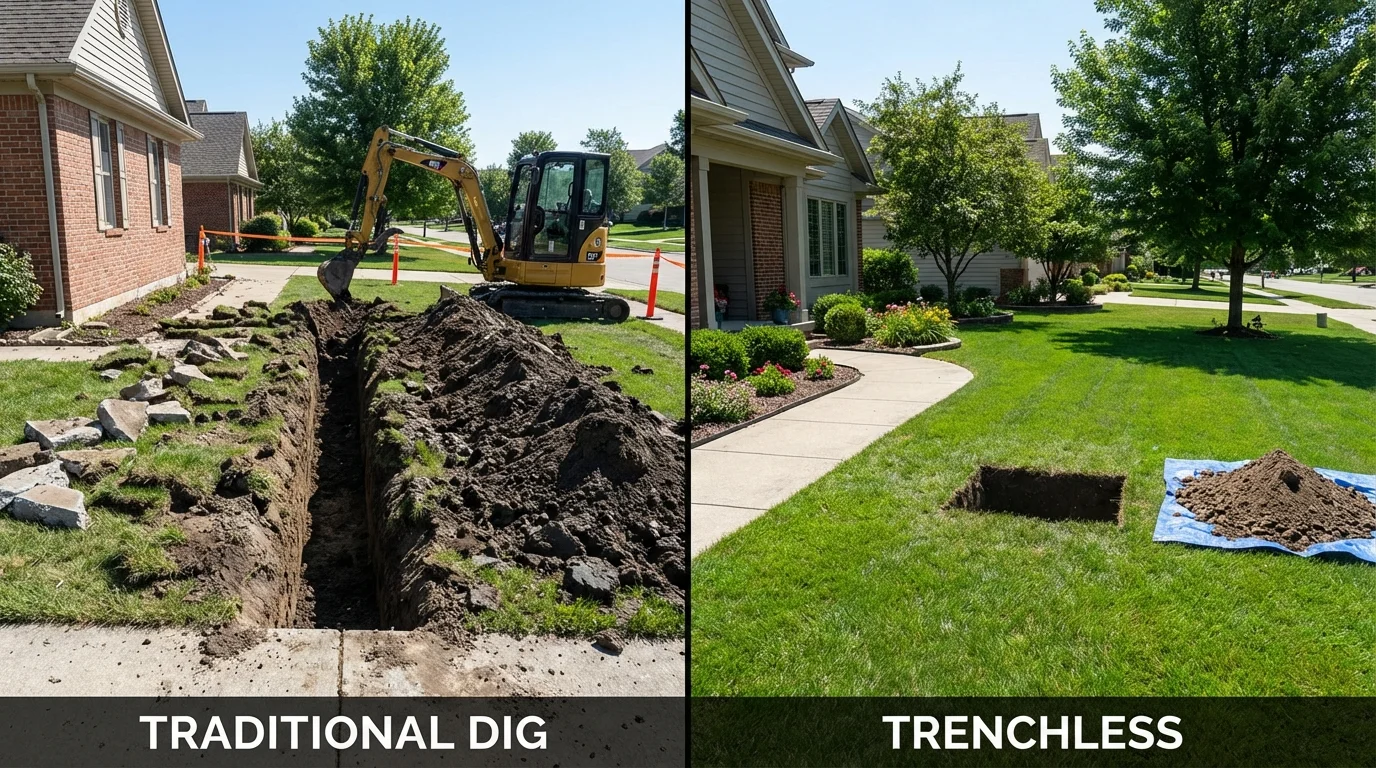 Trenchless sewer repair with minimal yard damage versus traditional excavation in Princeville, HI